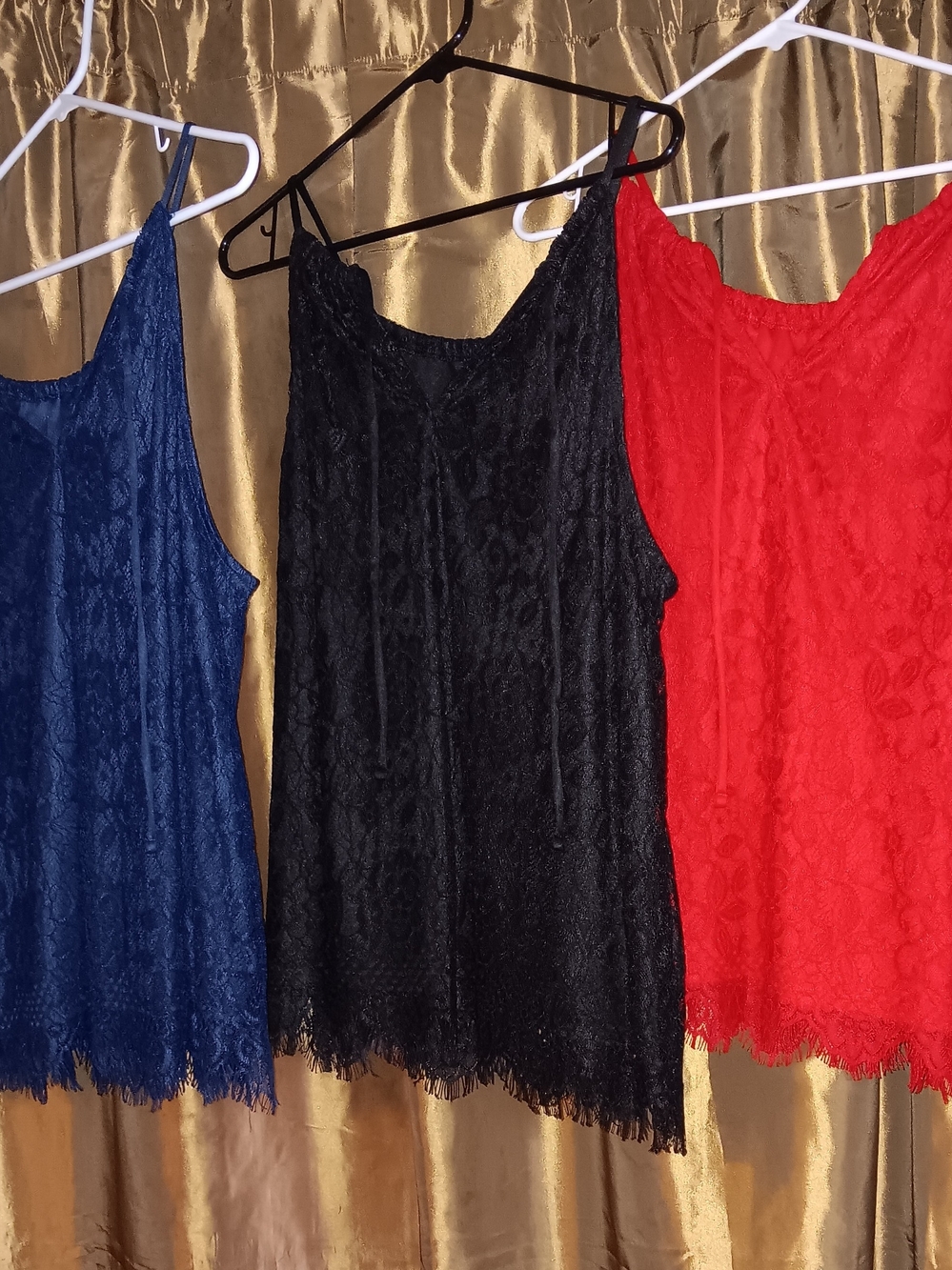 Merona Lace Camisoles in Blue, Black & Red